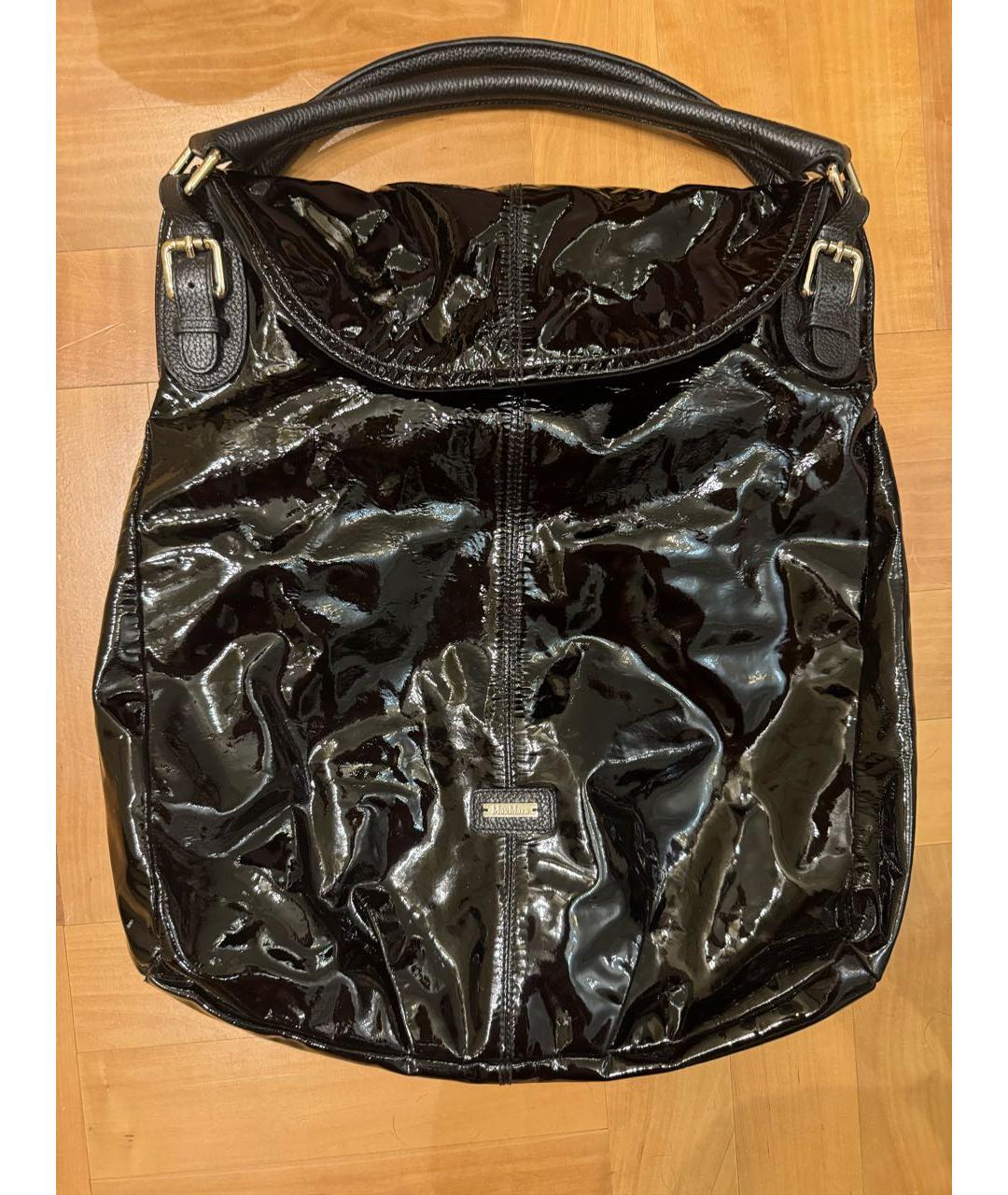 MAX MARA Черная сумка с короткими ручками из лакированной кожи, фото 6