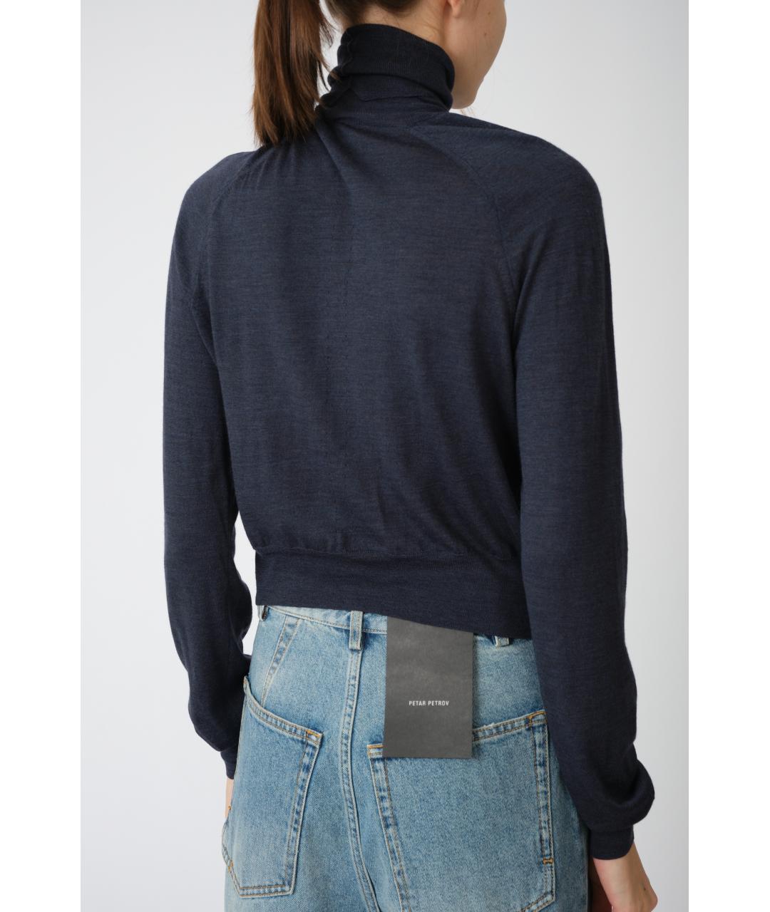 PETAR PETROV Темно-синий шерстяной джемпер / свитер, фото 3