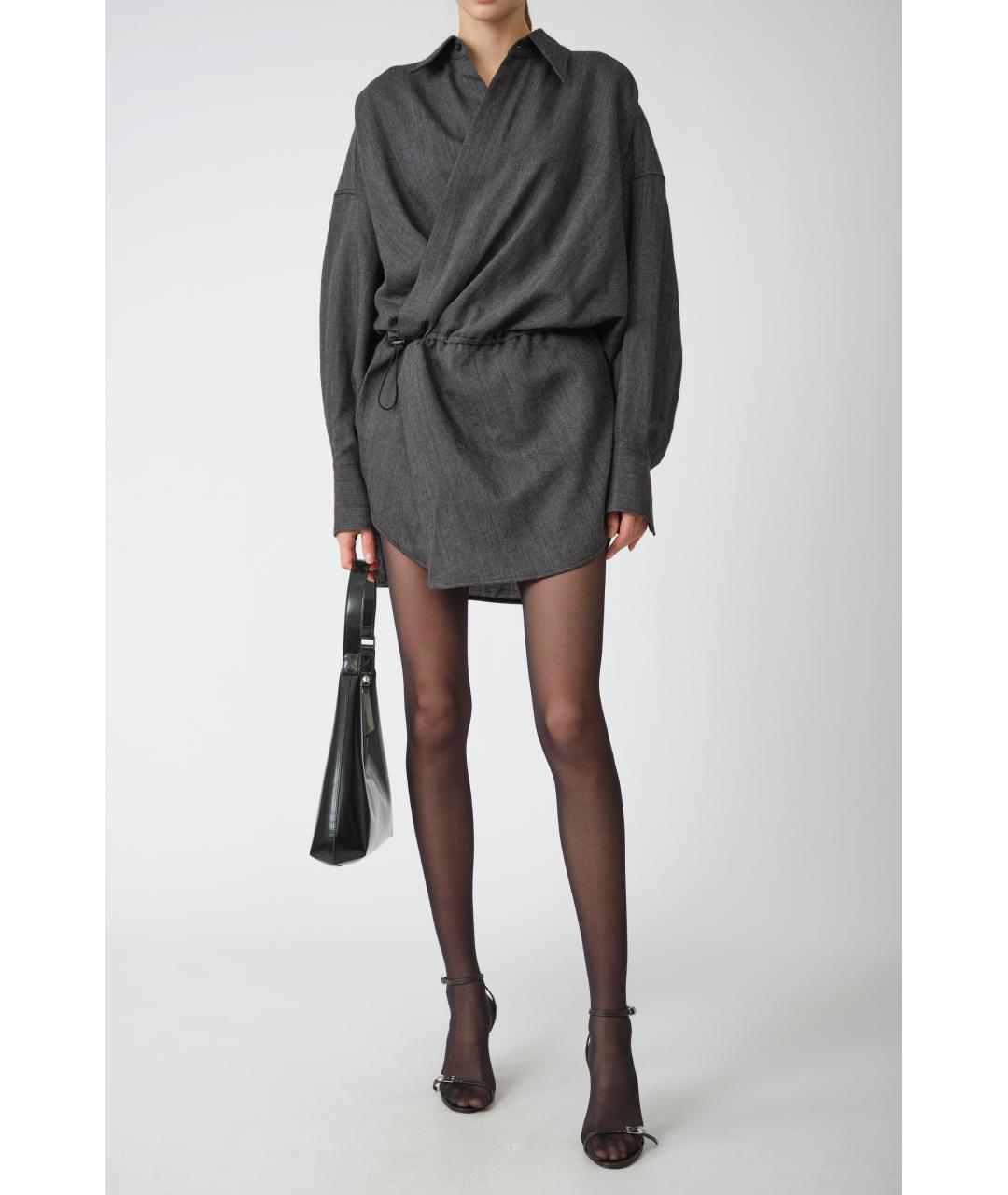 PETAR PETROV Серое шерстяное повседневное платье, фото 2