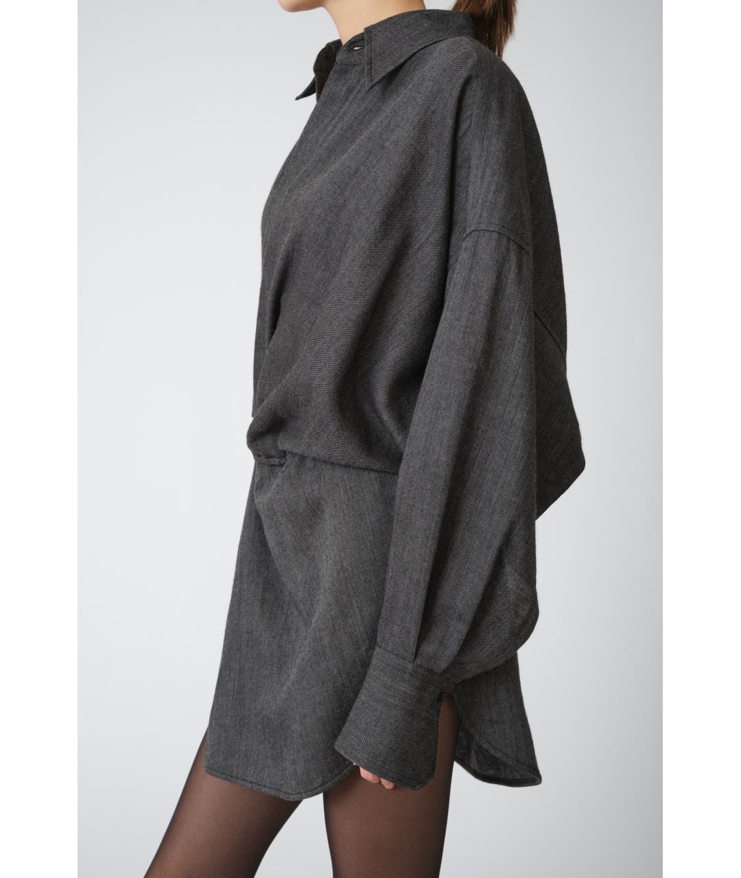 PETAR PETROV Серое шерстяное повседневное платье, фото 3