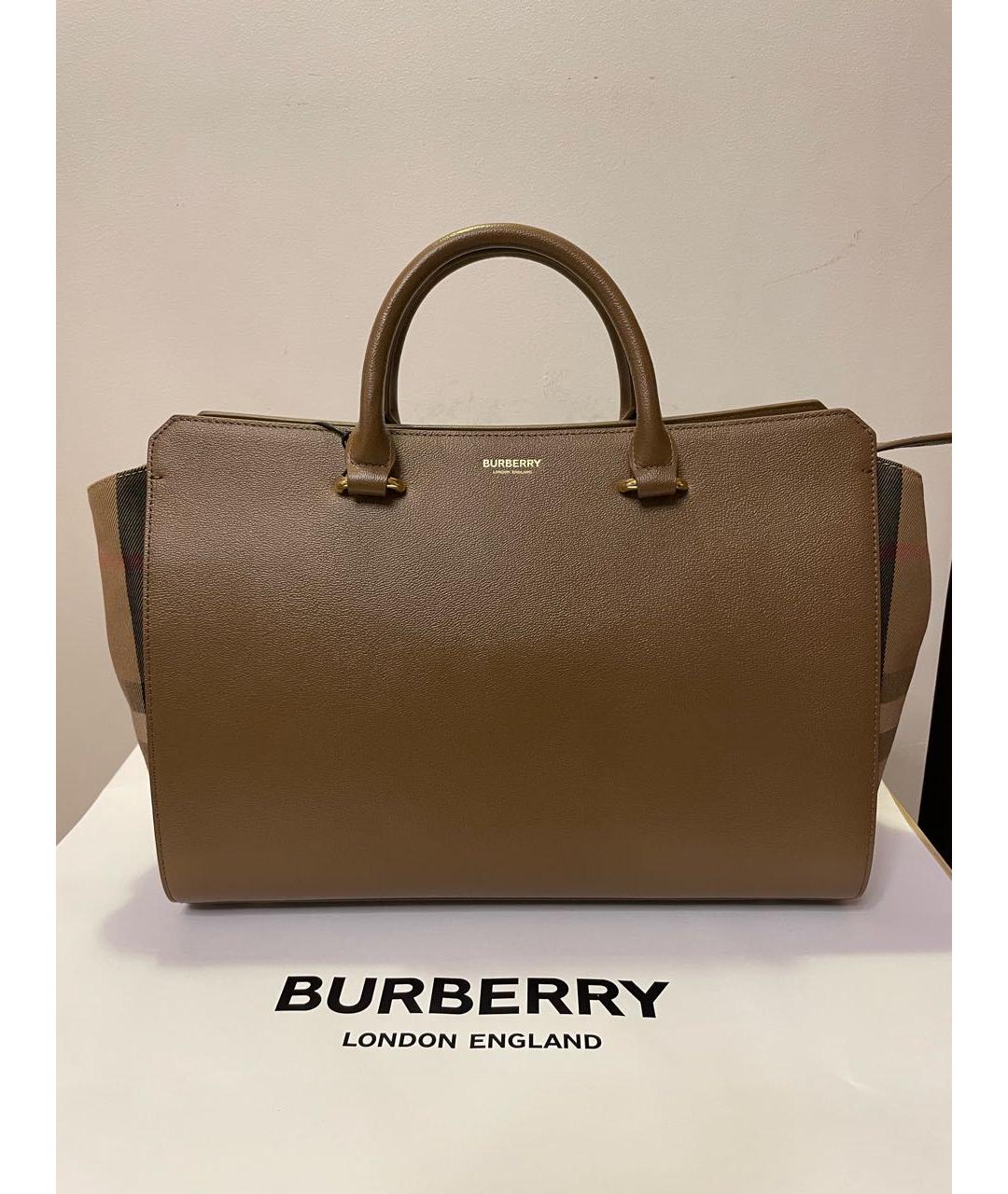 BURBERRY Коричневая кожаная сумка тоут, фото 9