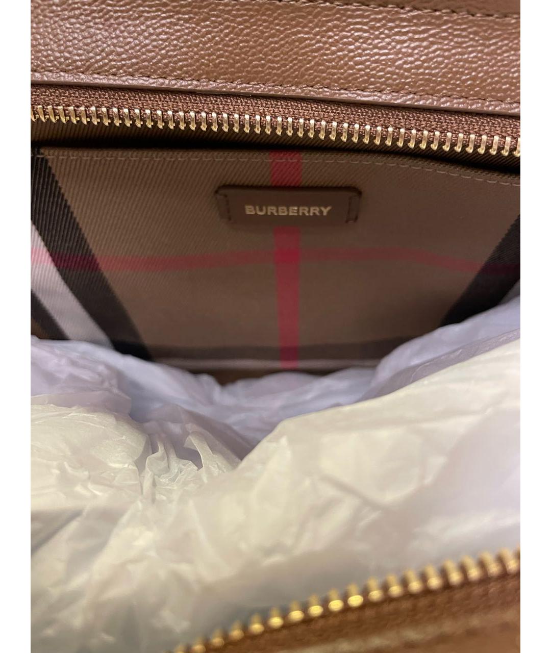 BURBERRY Коричневая кожаная сумка тоут, фото 4