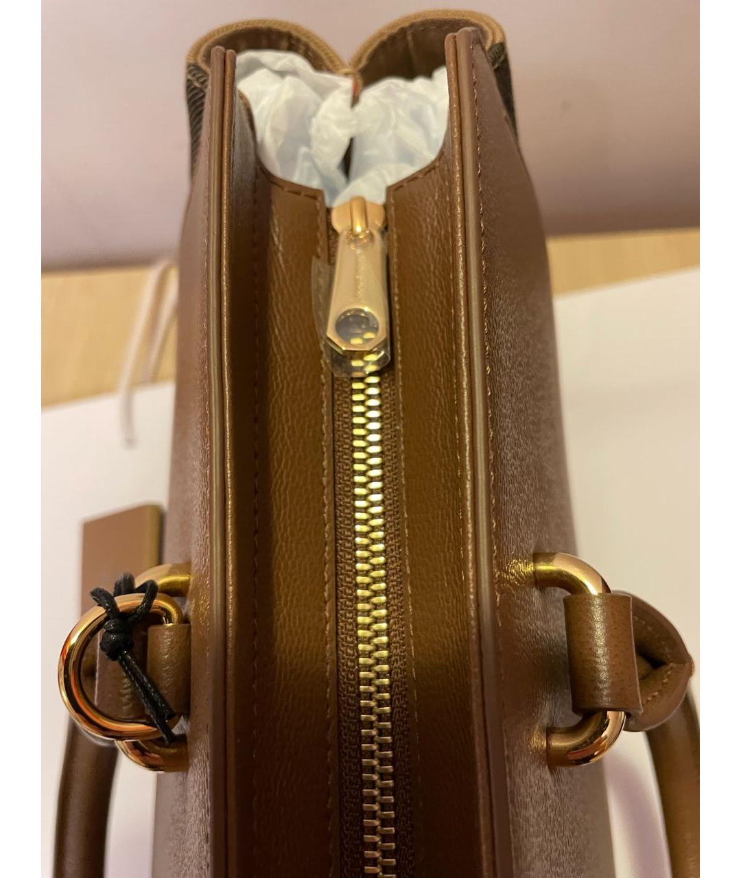BURBERRY Коричневая кожаная сумка тоут, фото 8