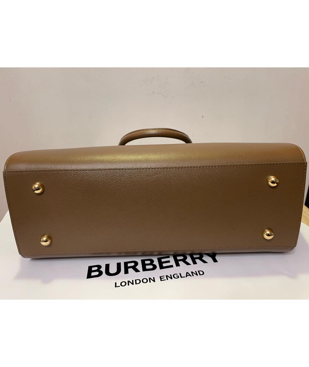 BURBERRY Коричневая кожаная сумка тоут, фото 6
