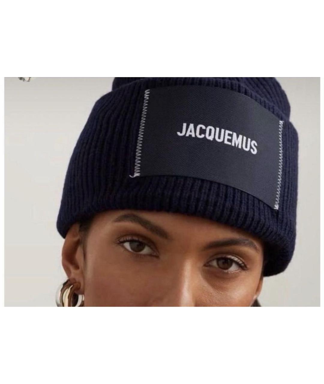 JACQUEMUS Темно-синяя шерстяная шапка, фото 4