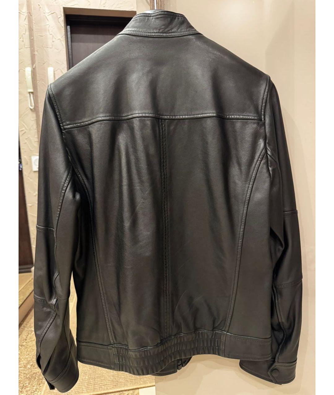 HUGO BOSS Черная кожаная куртка, фото 2