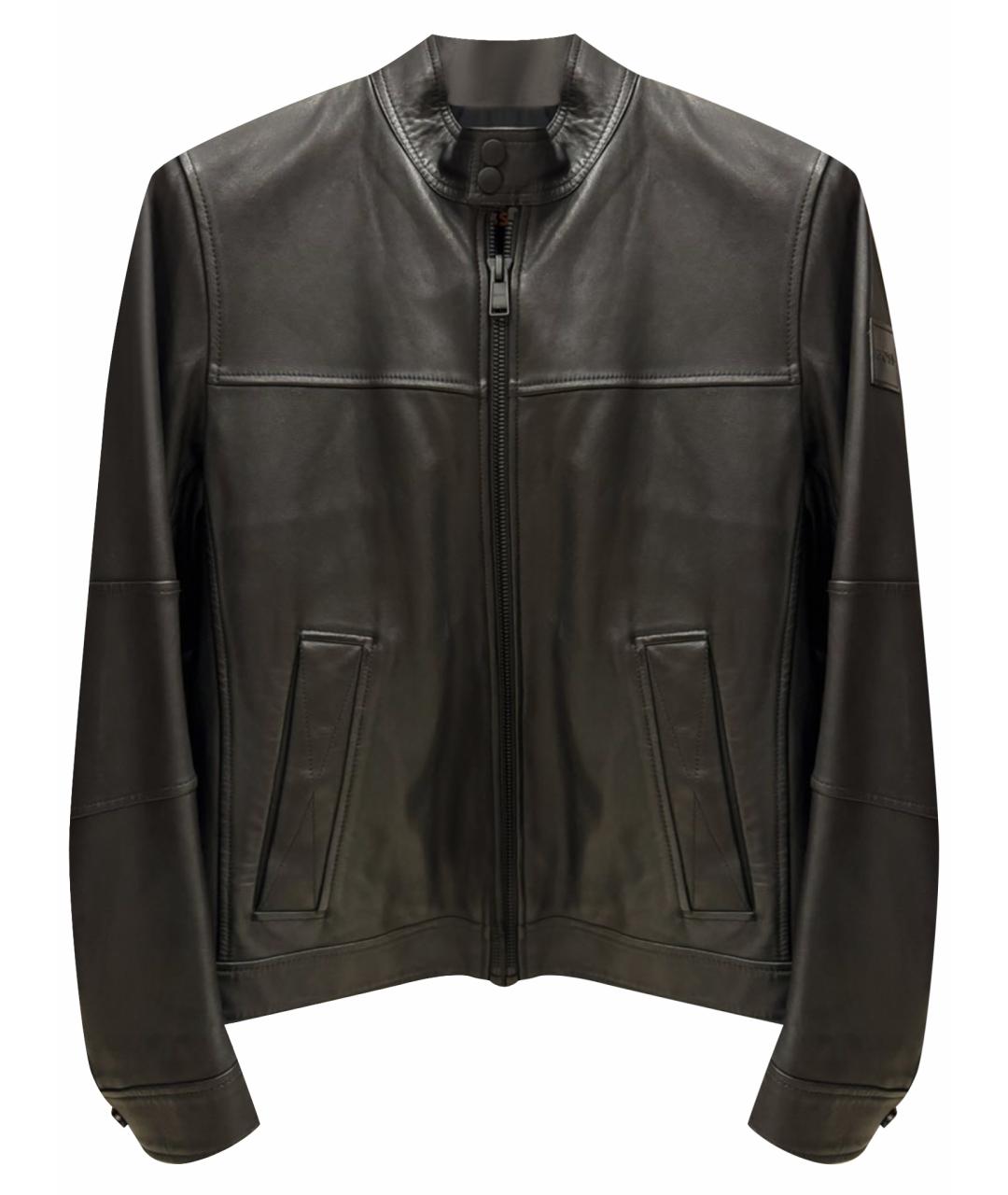 HUGO BOSS Черная кожаная куртка, фото 1