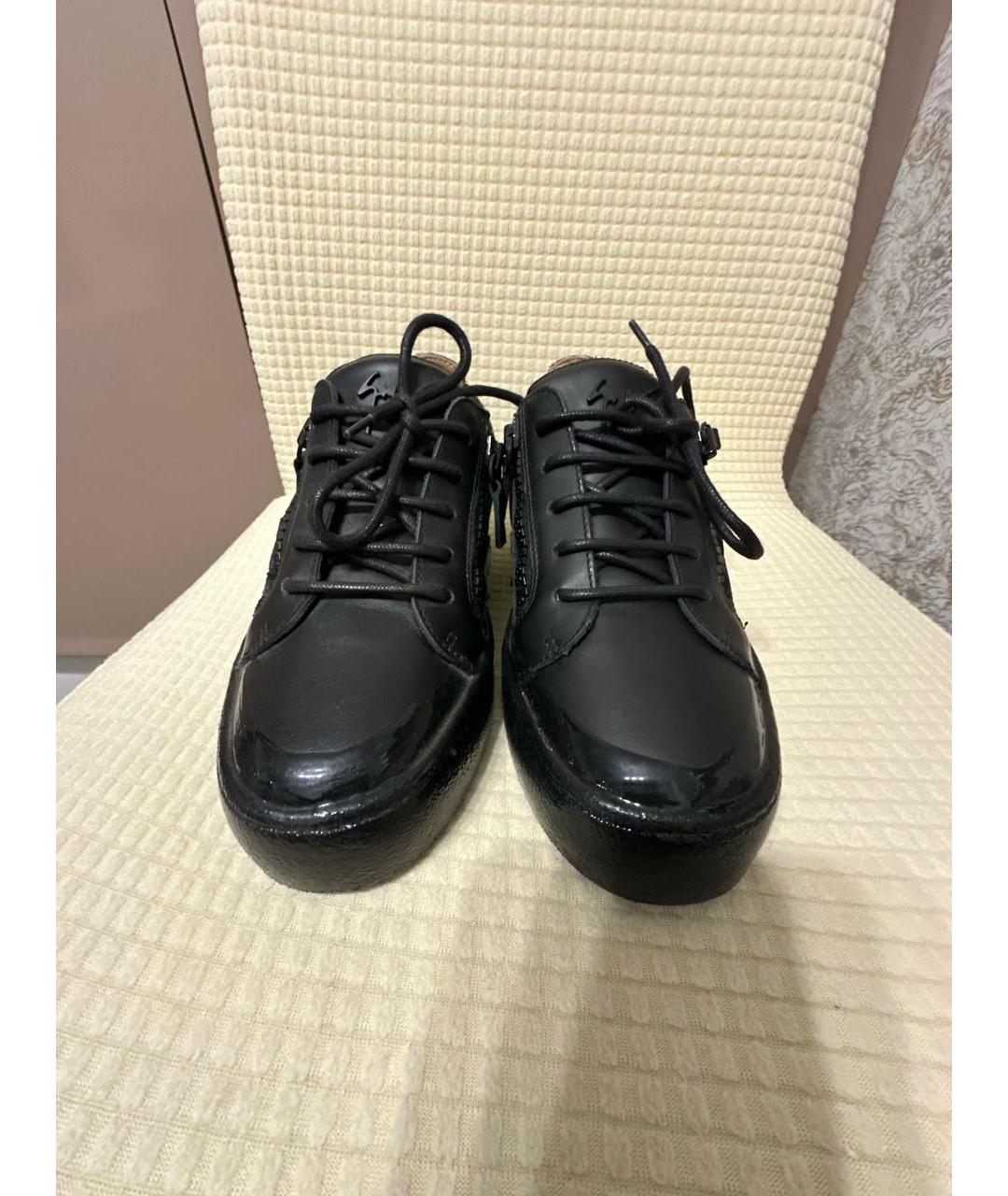 GIUSEPPE ZANOTTI DESIGN Черные кожаные кроссовки, фото 2