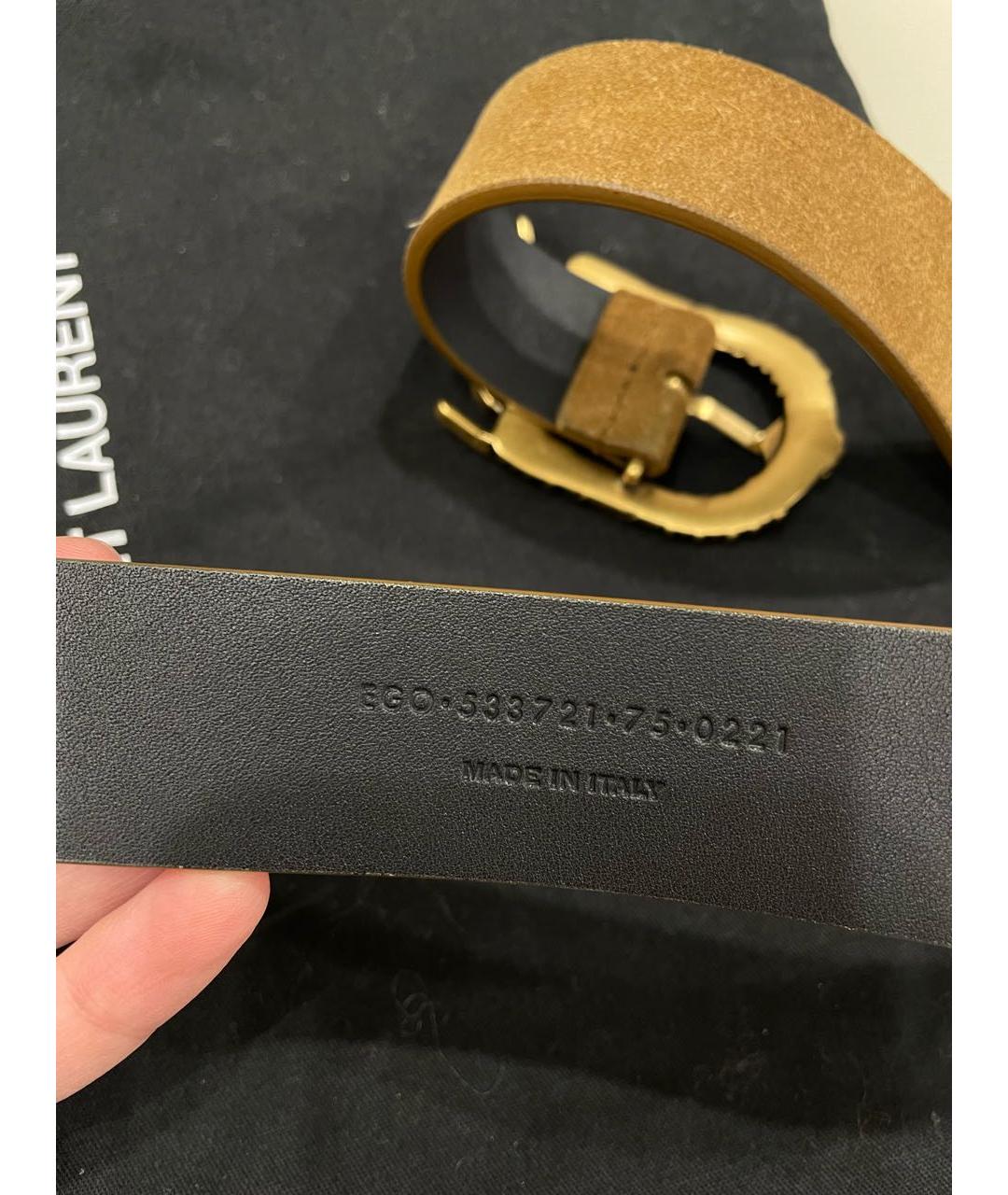 SAINT LAURENT Коричневый замшевый ремень, фото 4
