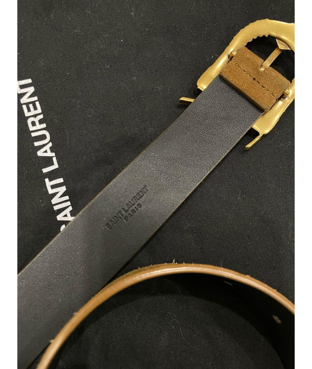 SAINT LAURENT Коричневый замшевый ремень, фото 3