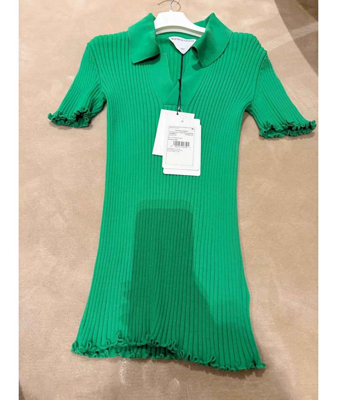 BOTTEGA VENETA Зеленая хлопковая футболка, фото 4