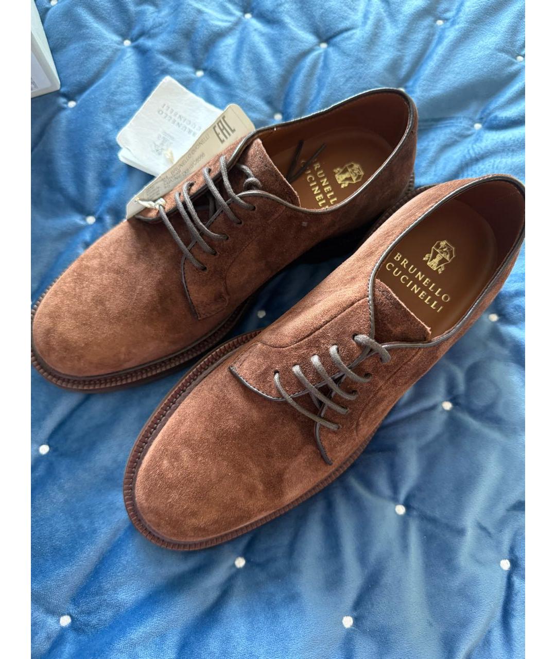 BRUNELLO CUCINELLI Коричневые замшевые туфли, фото 3