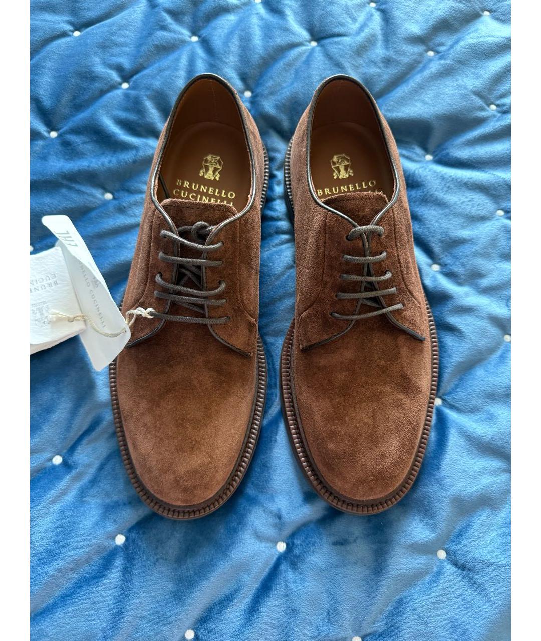 BRUNELLO CUCINELLI Коричневые замшевые туфли, фото 2