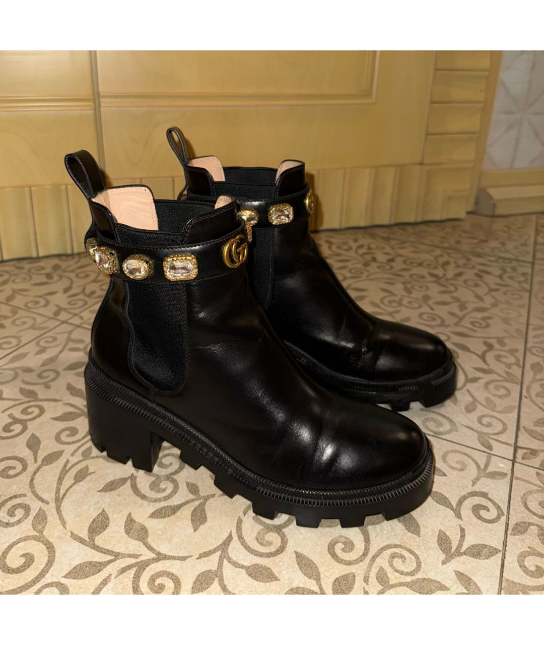 GUCCI Черные кожаные ботинки, фото 3