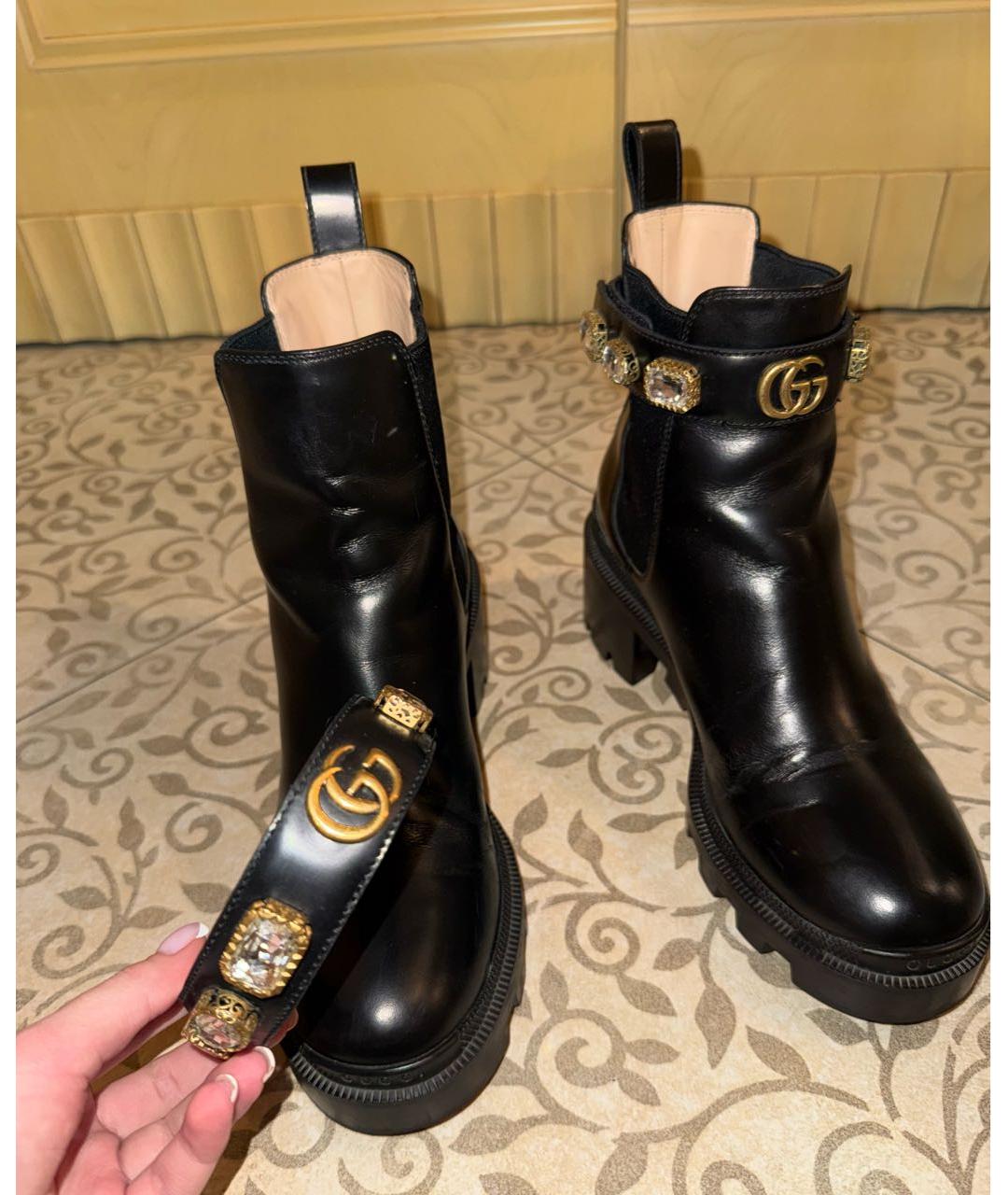 GUCCI Черные кожаные ботинки, фото 7