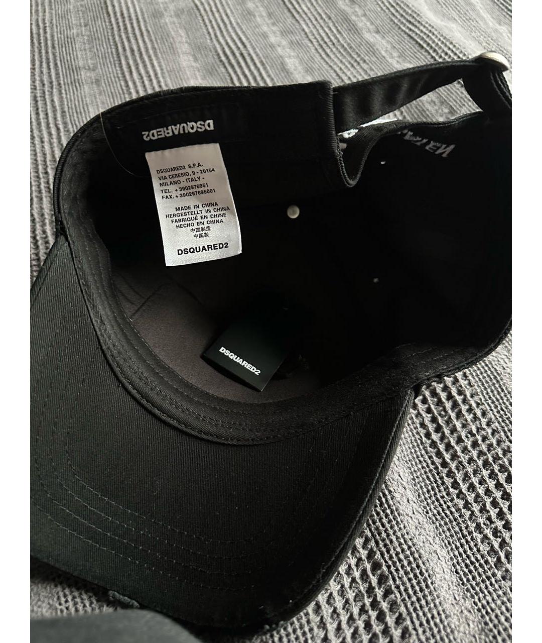 DSQUARED2 Черная хлопковая кепка/бейсболка, фото 3