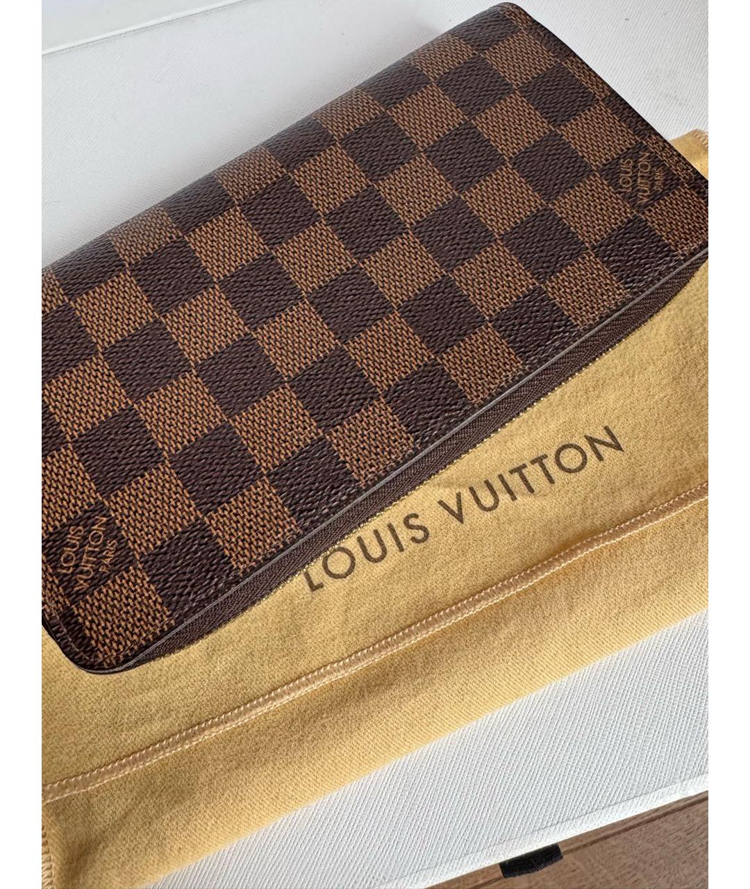 LOUIS VUITTON Коричневый кожаный кошелек, фото 4