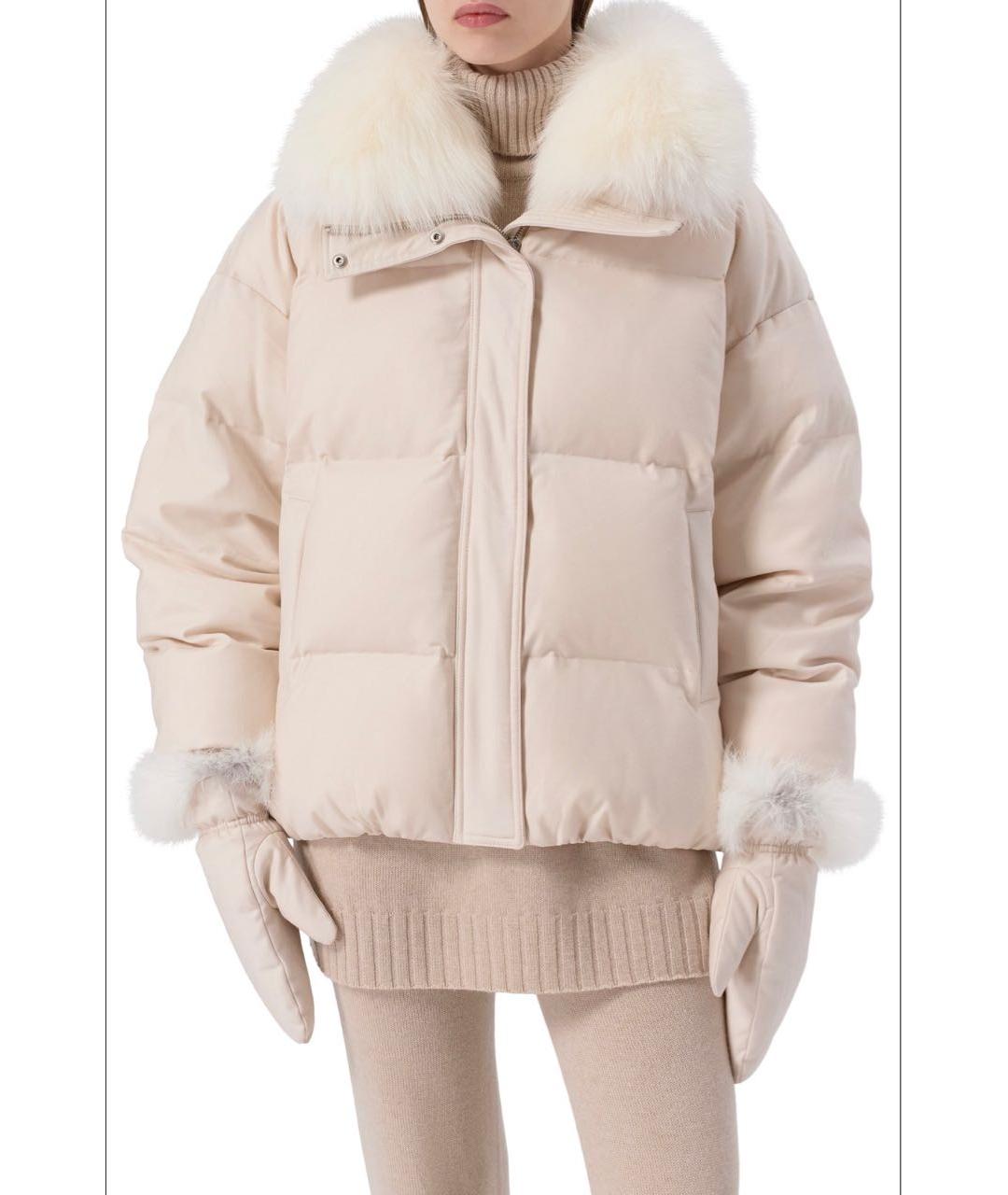 YVES SALOMON Белый полиэстеровый пуховик, фото 3