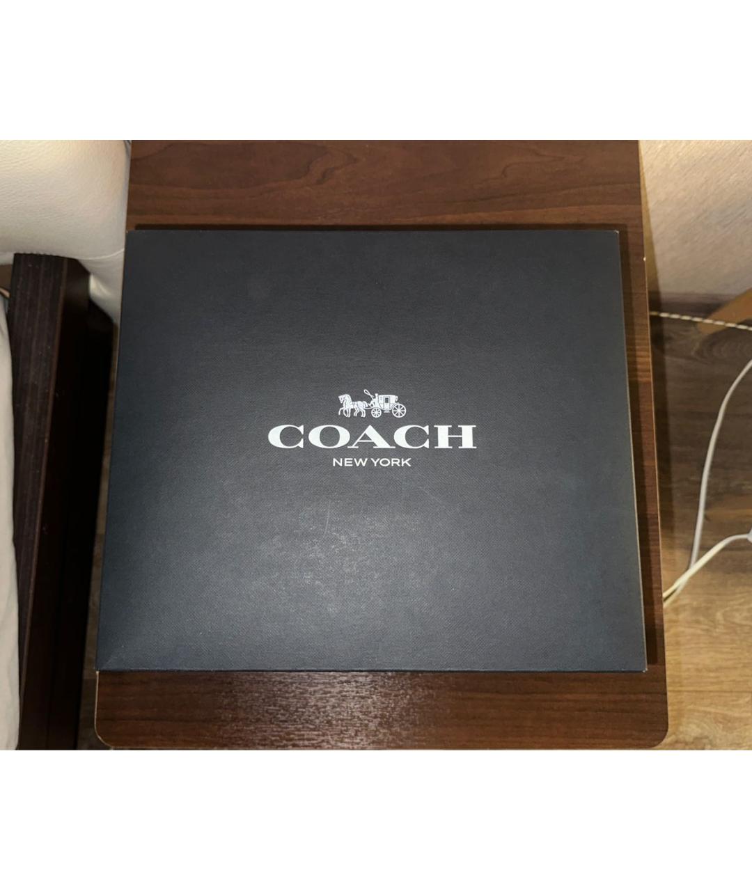 COACH Коричневая кожаная сумка с короткими ручками, фото 6