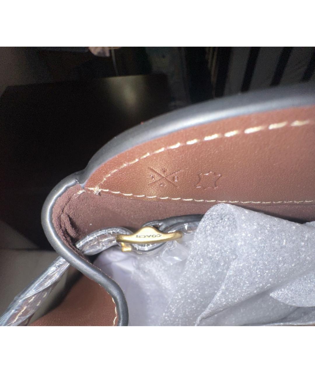 COACH Коричневая кожаная сумка с короткими ручками, фото 5