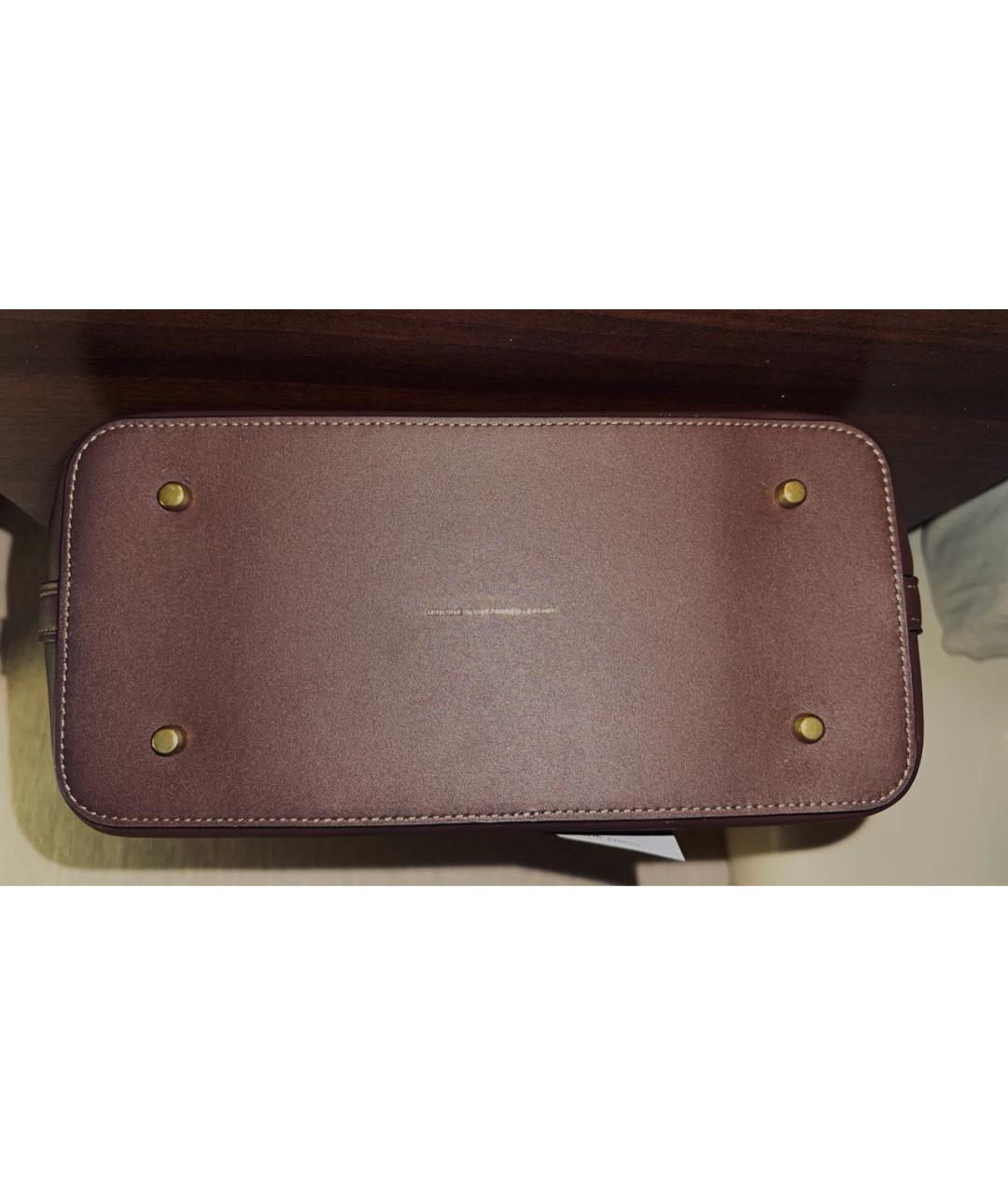 COACH Коричневая кожаная сумка с короткими ручками, фото 4