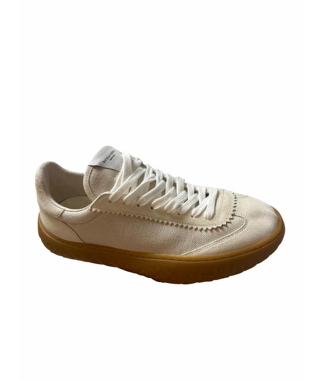 BOTTEGA VENETA Бежевые замшевые низкие кроссовки / кеды, фото 1