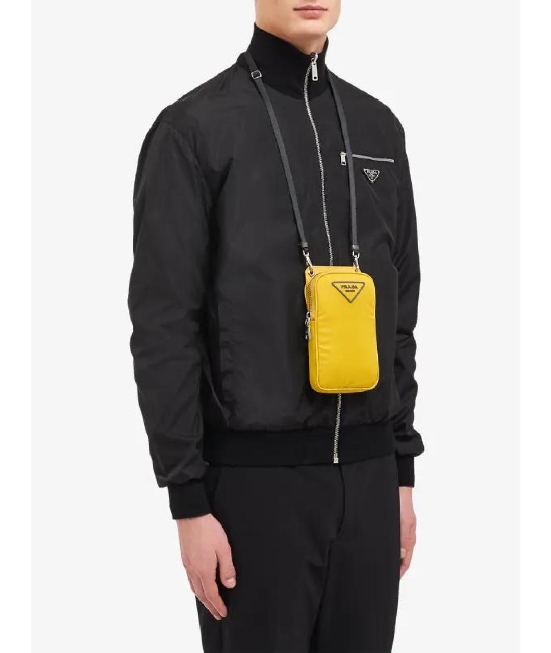 PRADA Желтая синтетическая сумка на плечо, фото 2