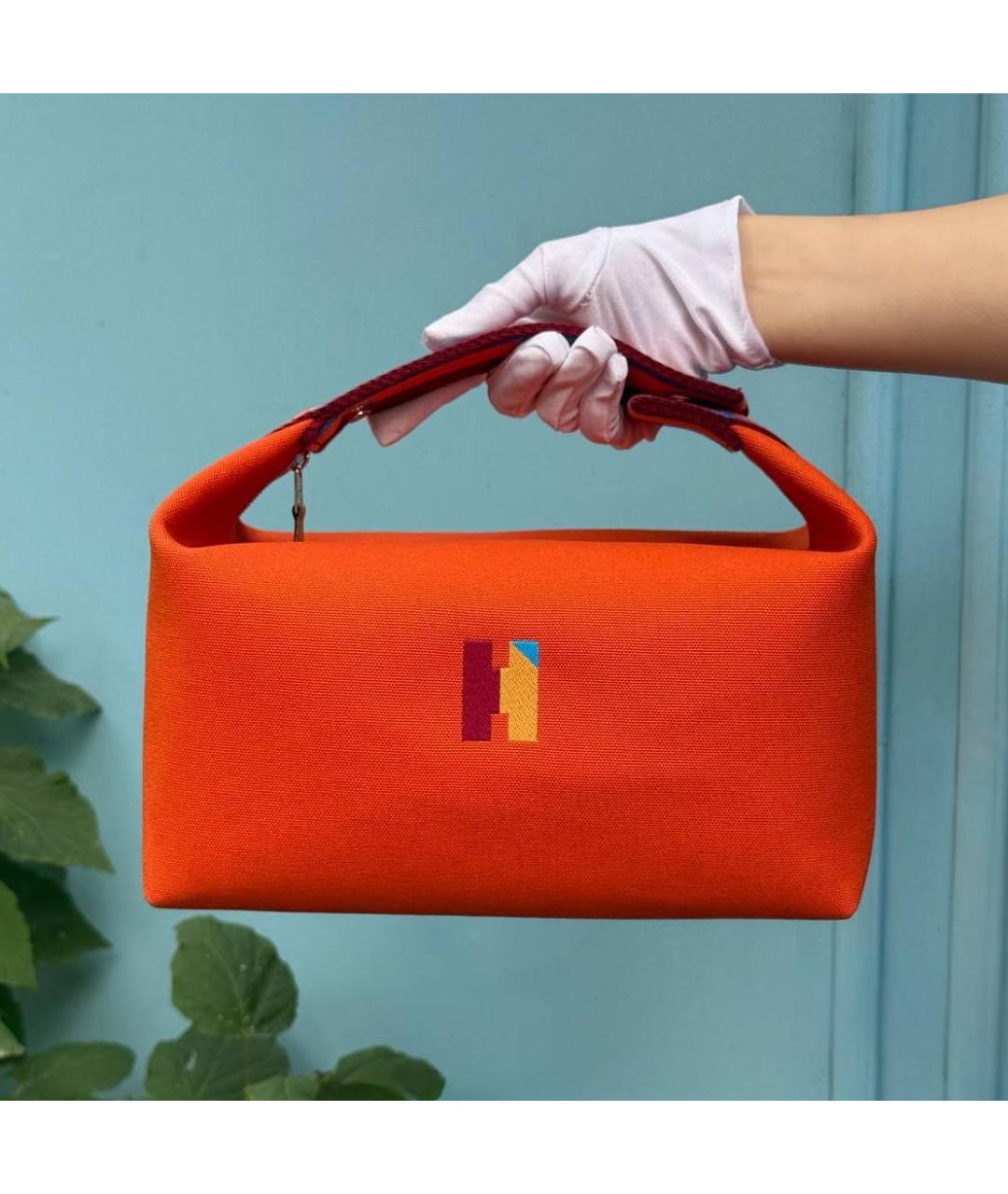 HERMES Оранжевая косметичка, фото 6