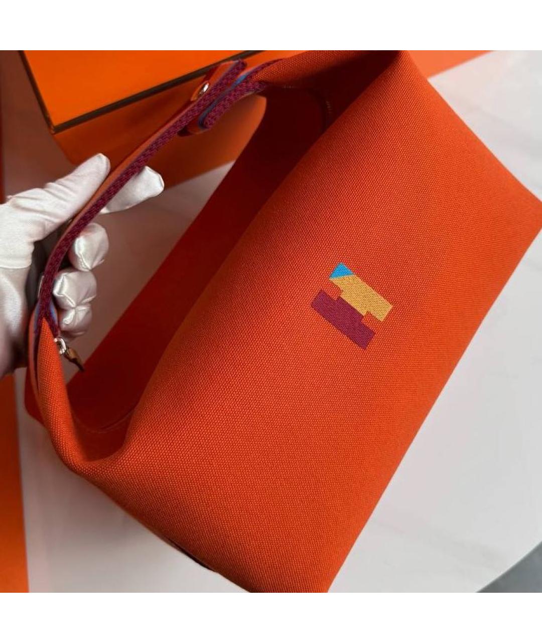 HERMES Оранжевая косметичка, фото 3