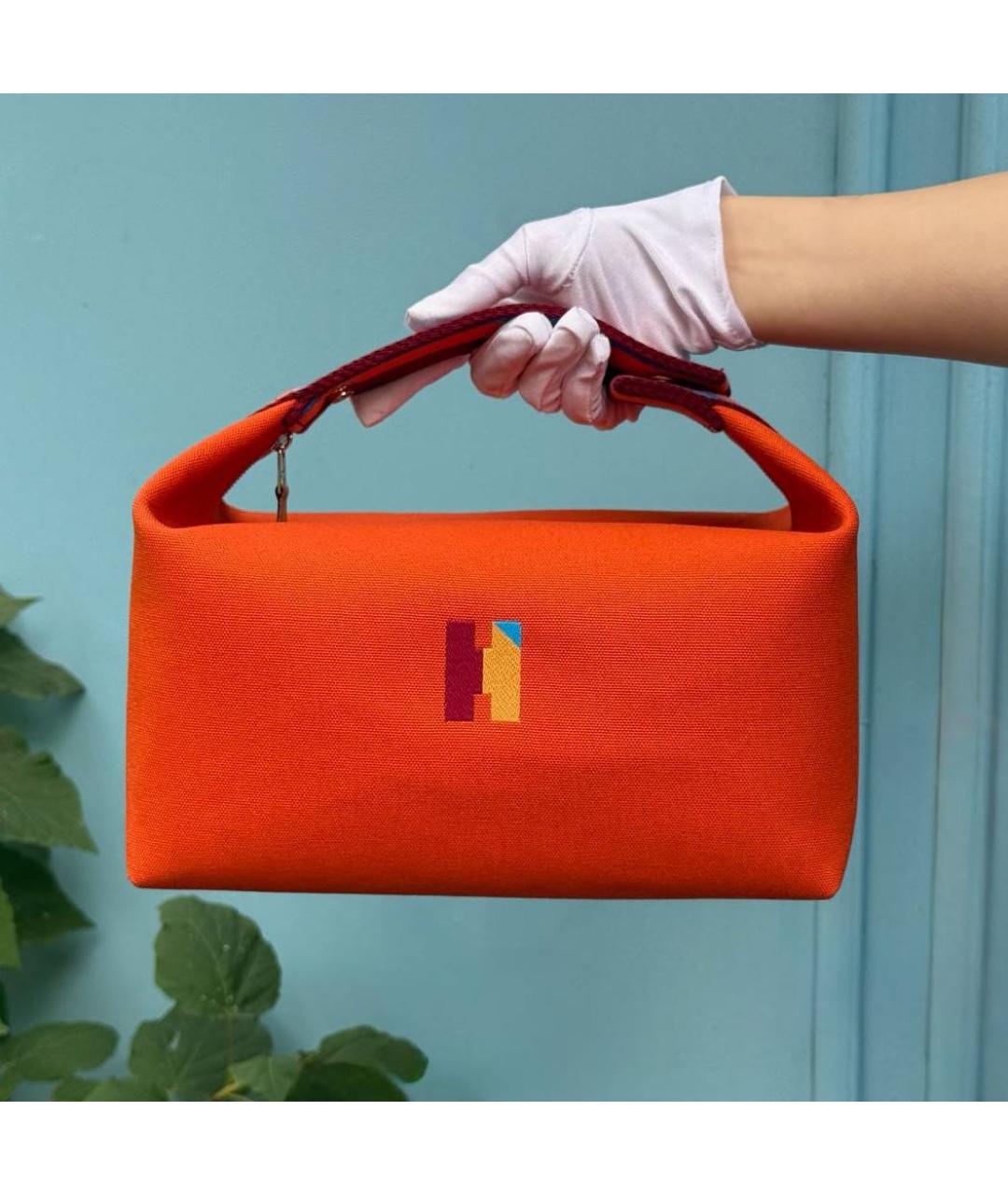 HERMES Оранжевая косметичка, фото 4