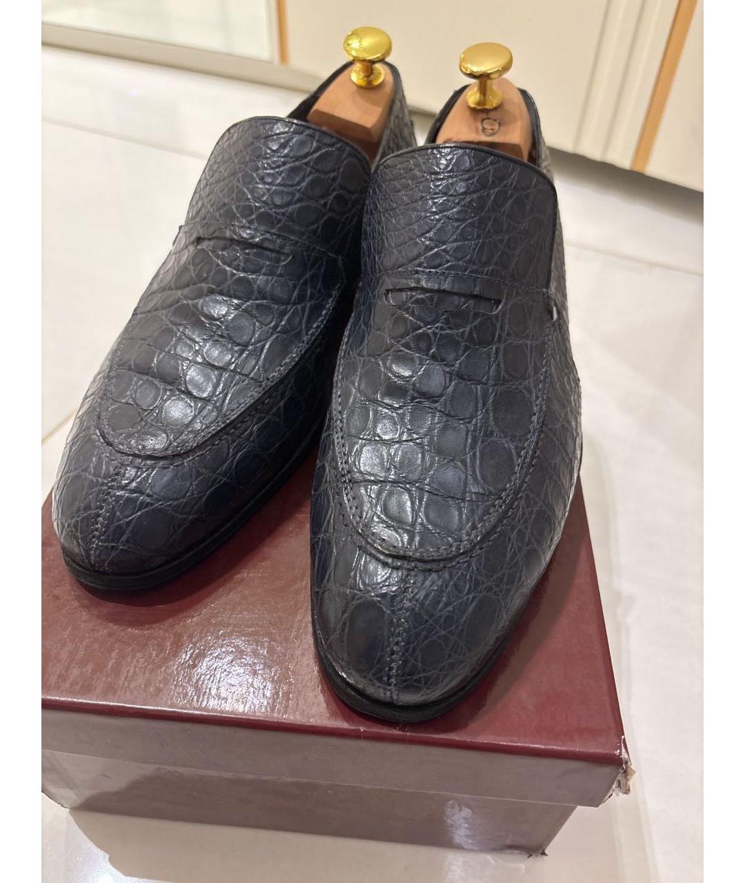 ARTIOLI Темно-синие низкие ботинки из экзотической кожи, фото 2