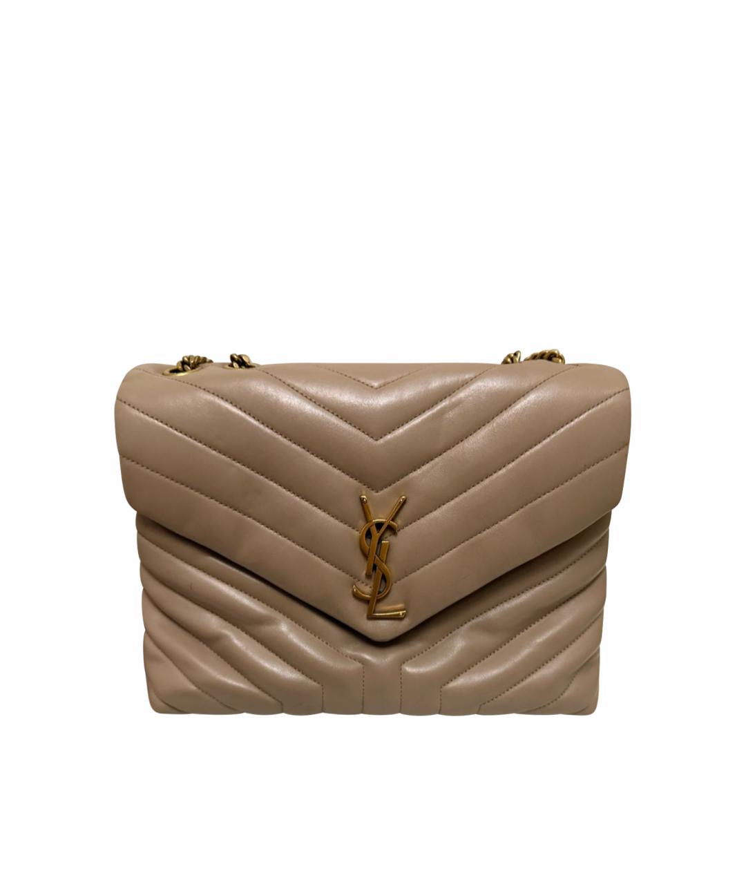SAINT LAURENT Бежевая кожаная сумка через плечо, фото 1