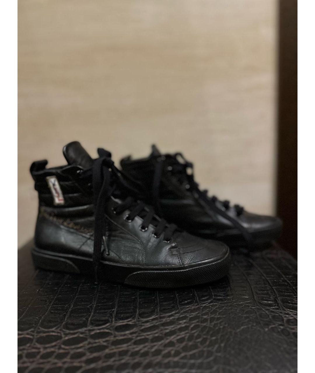 SAINT LAURENT Черные кожаные кеды, фото 6