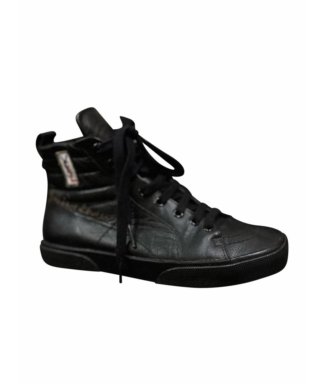 SAINT LAURENT Черные кожаные кеды, фото 1