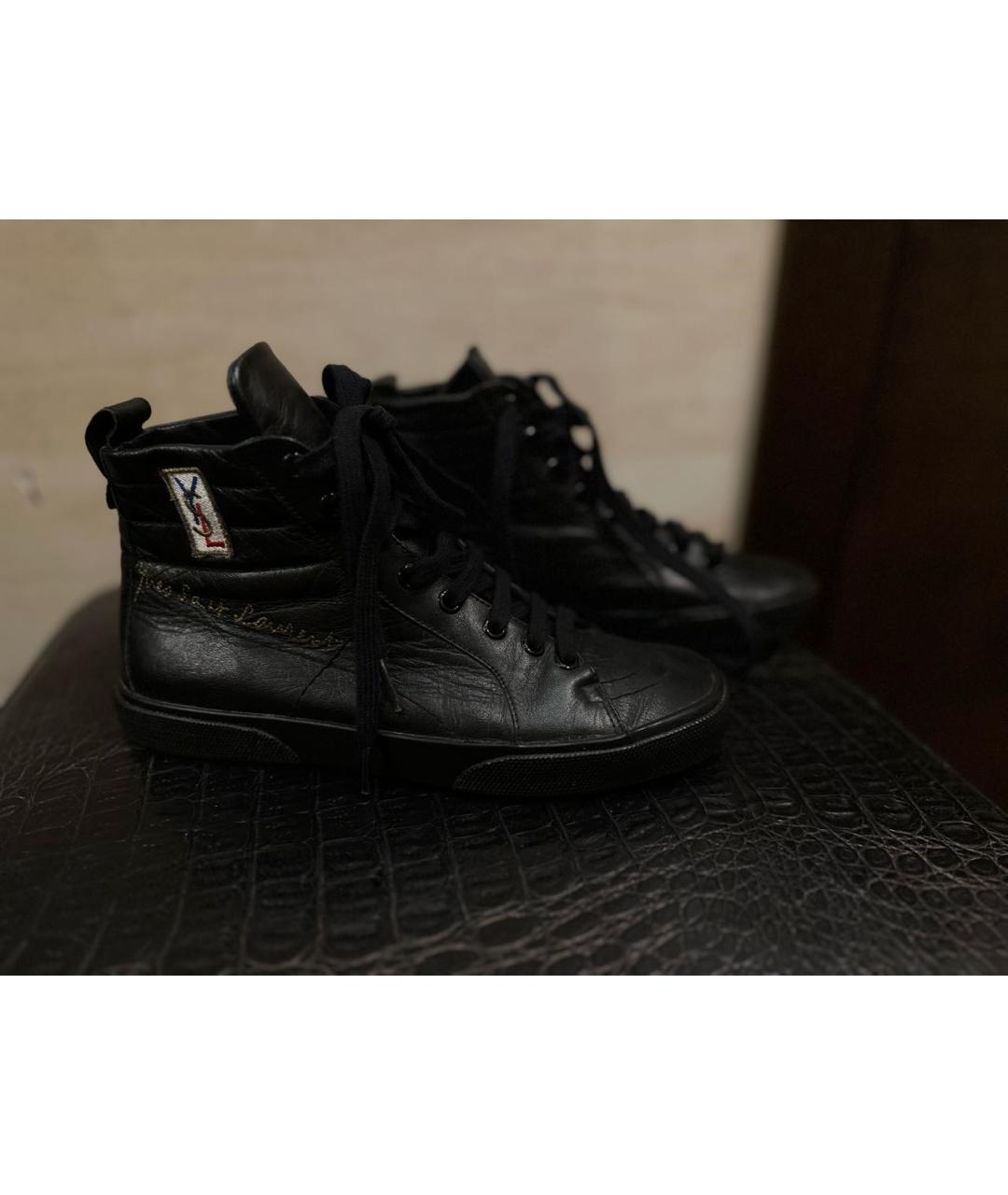 SAINT LAURENT Черные кожаные кеды, фото 5