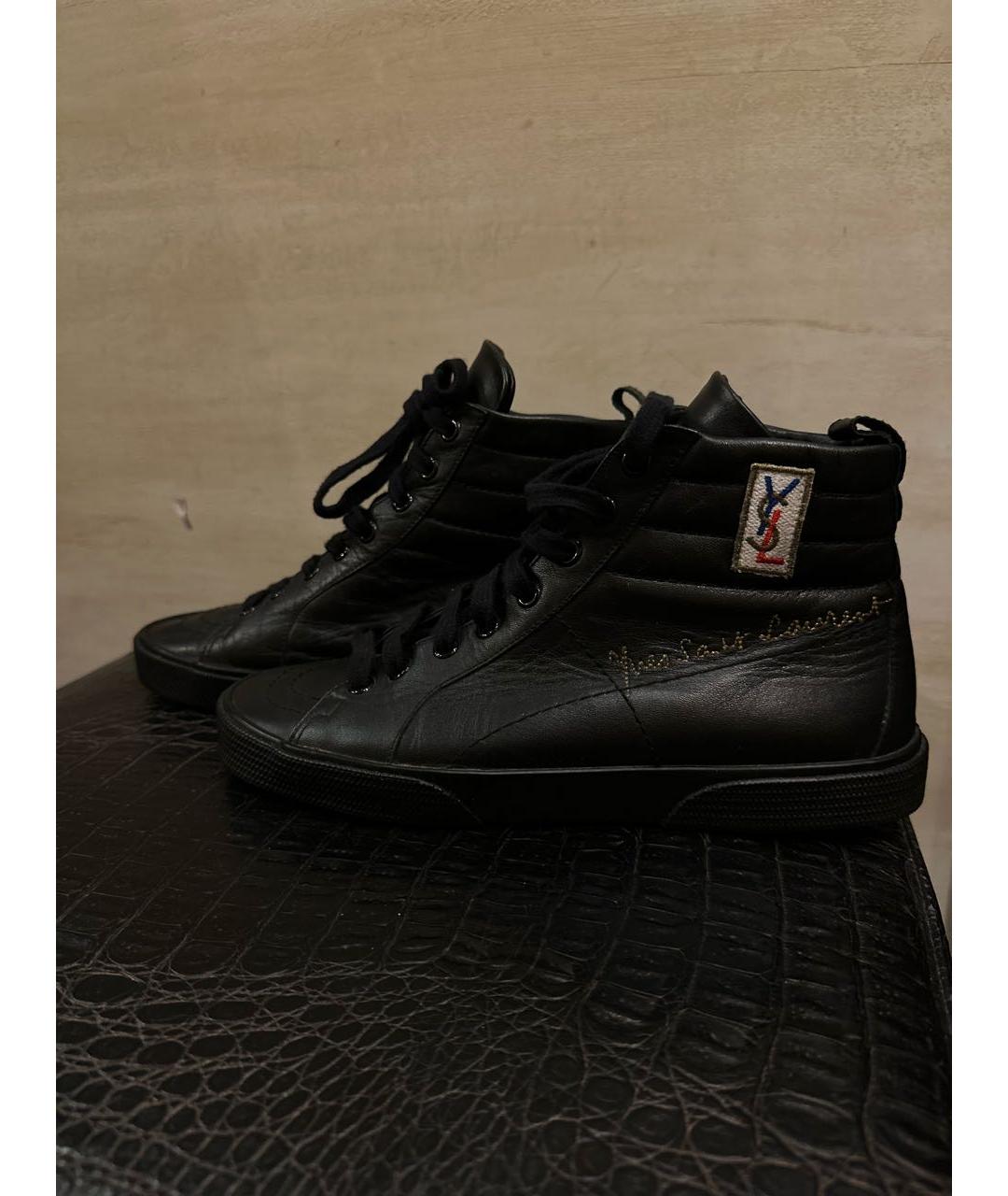 SAINT LAURENT Черные кожаные кеды, фото 4
