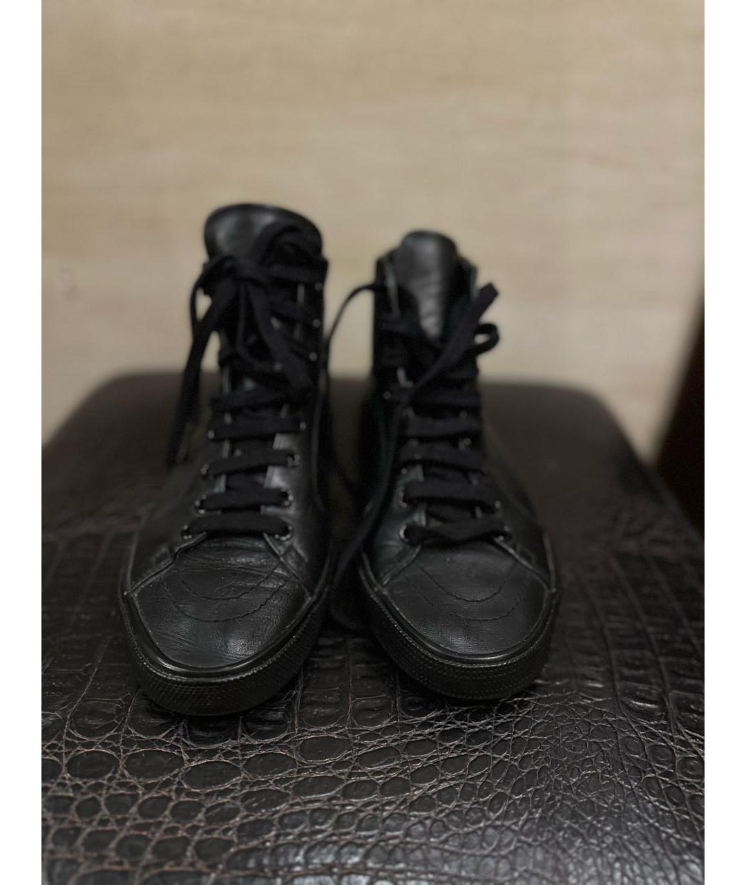 SAINT LAURENT Черные кожаные кеды, фото 2