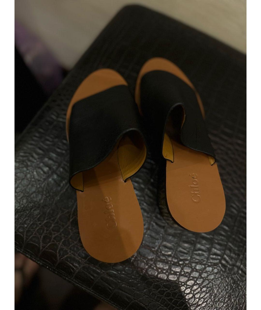 CHLOE Черные кожаные мюли, фото 3