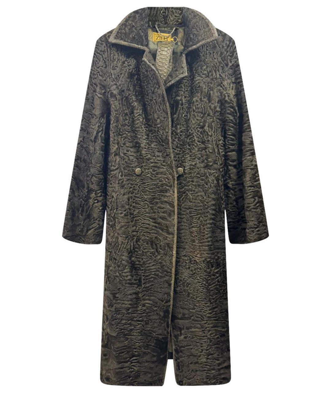 ZILLI Хаки меховое пальто, фото 1