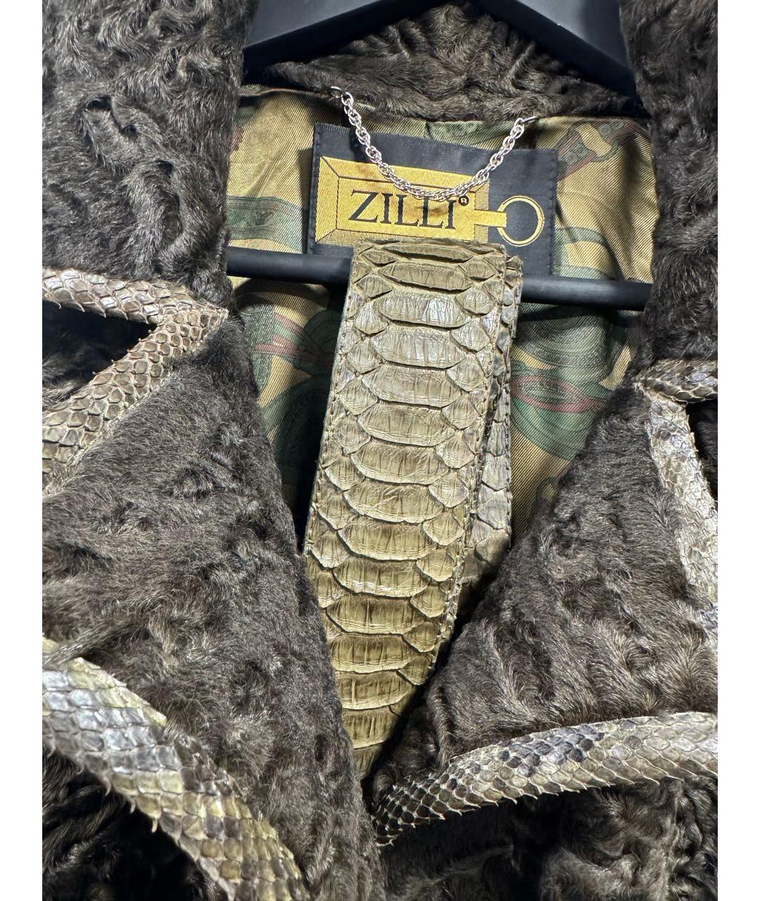 ZILLI Хаки меховое пальто, фото 3