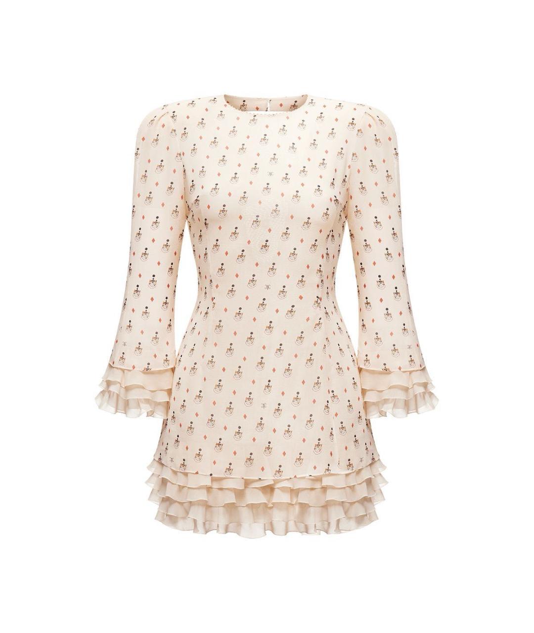 ULYANA SERGEENKO Бежевое шелковое коктейльное платье, фото 1