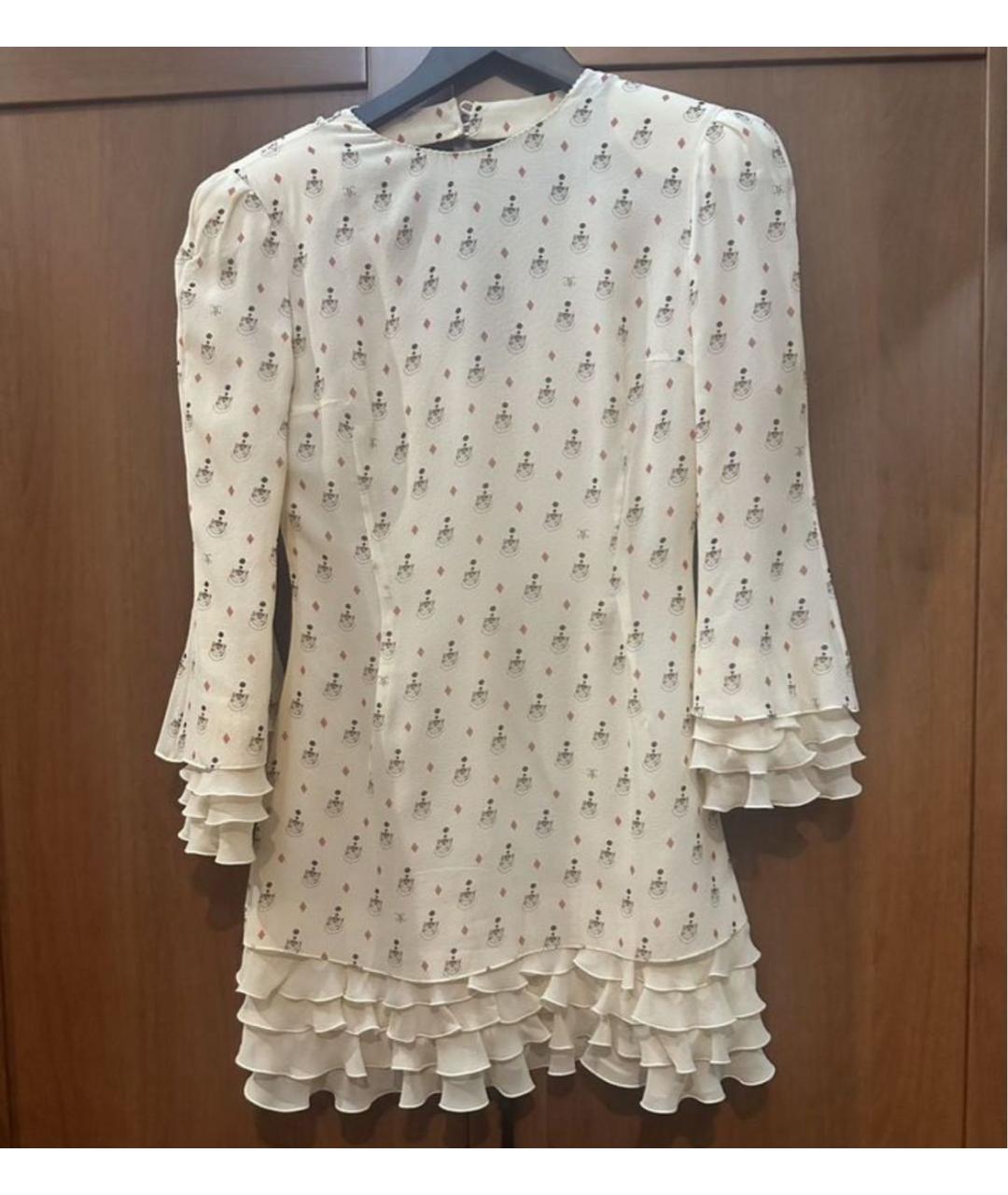 ULYANA SERGEENKO Бежевое шелковое коктейльное платье, фото 3