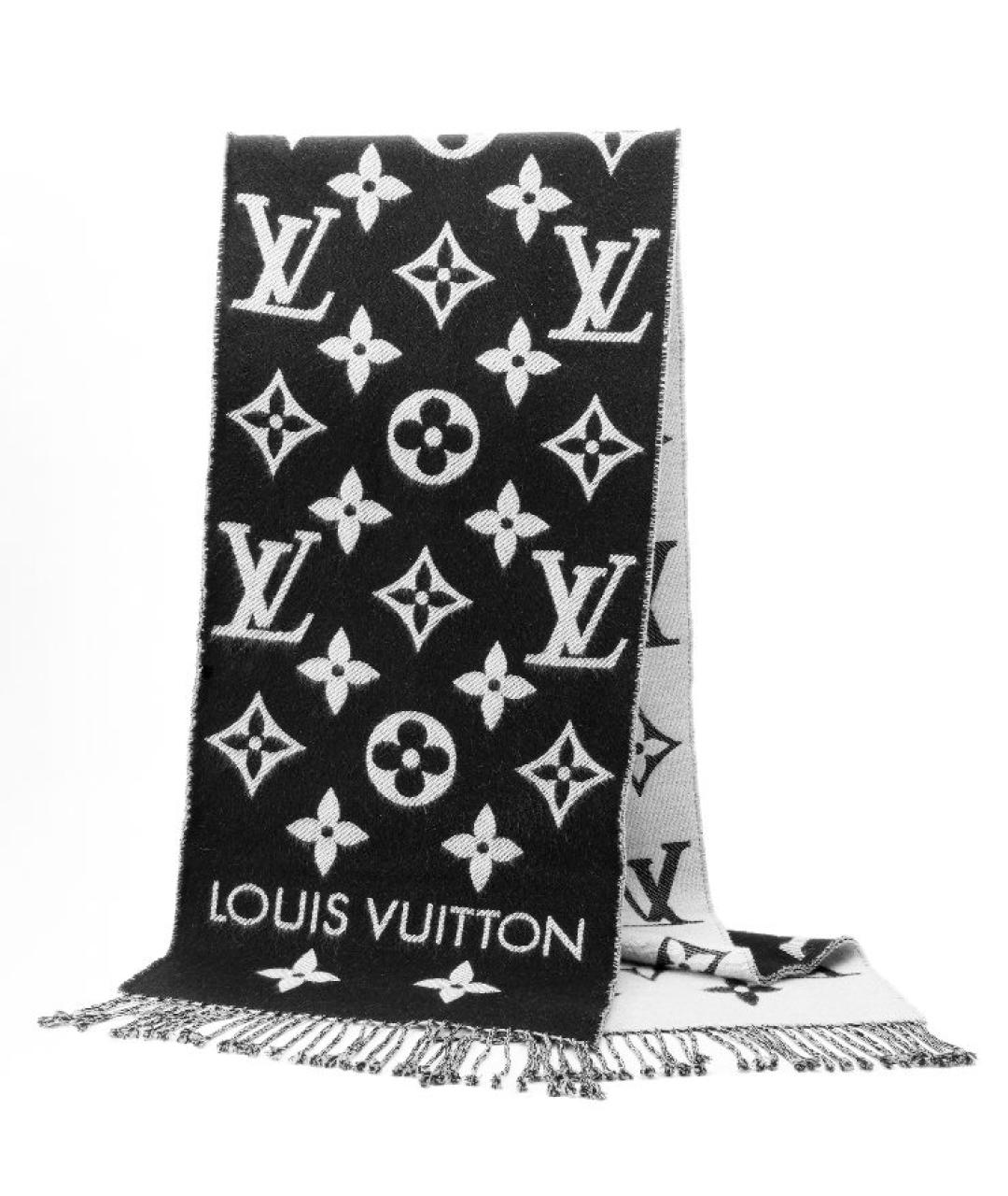 LOUIS VUITTON Черный шерстяной шарф, фото 7