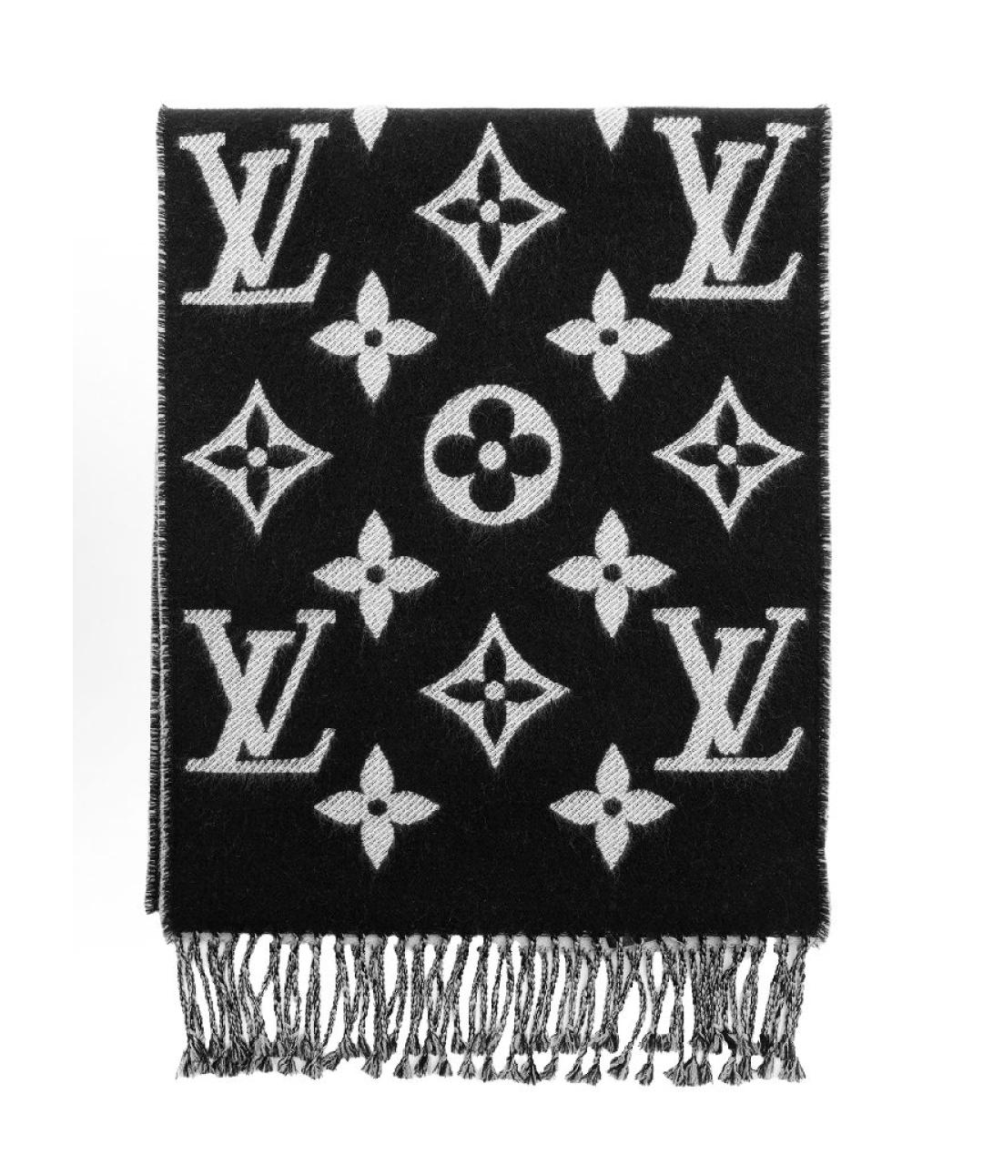 LOUIS VUITTON Черный шерстяной шарф, фото 2