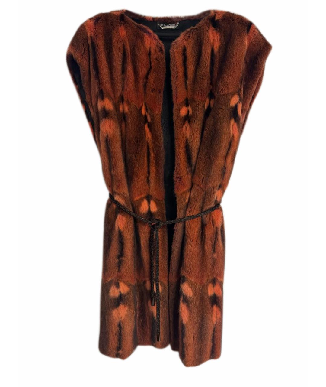 DOLCE&GABBANA Оранжевый меховой жилет, фото 1