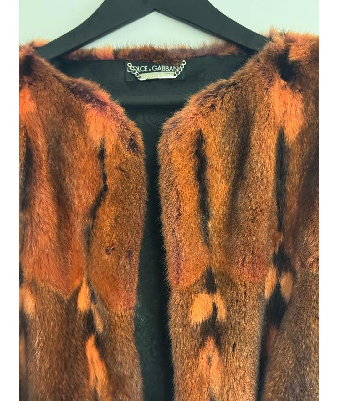 DOLCE&GABBANA Оранжевый меховой жилет, фото 4