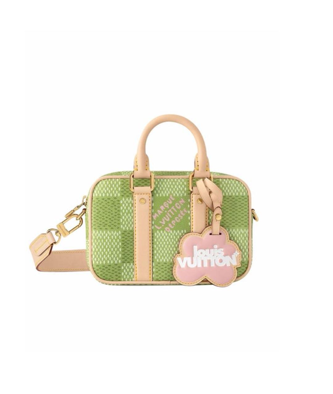 LOUIS VUITTON Зеленая кожаная сумка с короткими ручками, фото 4