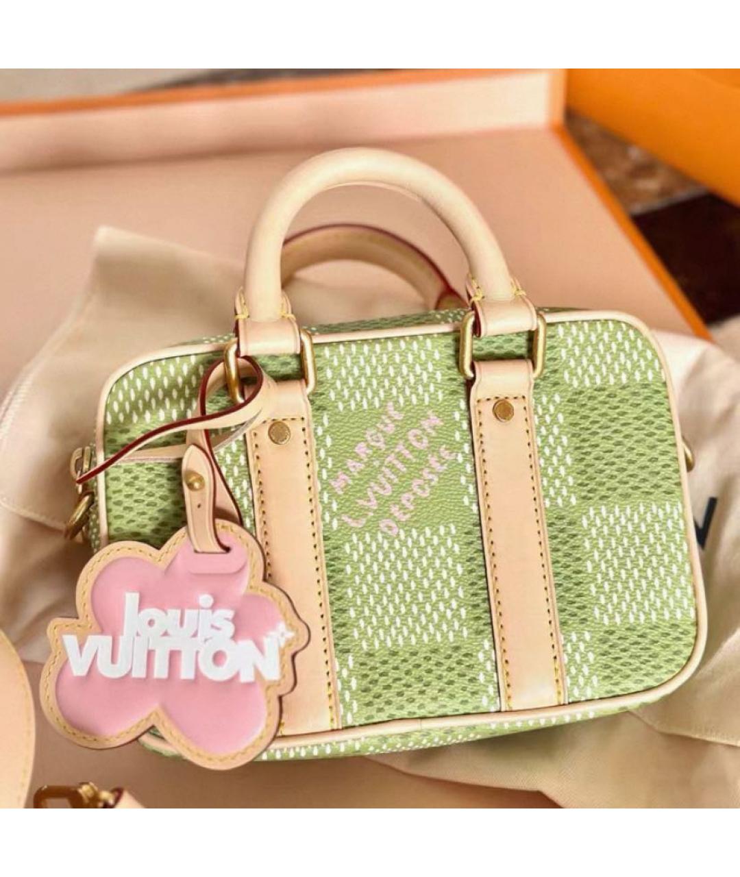 LOUIS VUITTON Зеленая кожаная сумка с короткими ручками, фото 2
