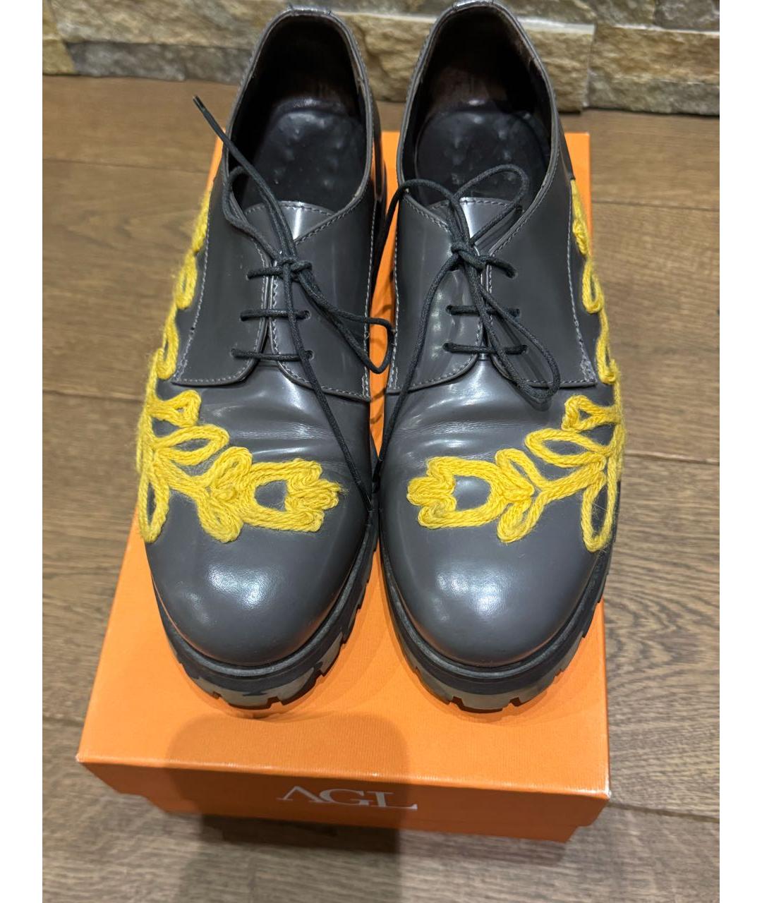 AGL Серые кожаные брогги и оксфорды, фото 2