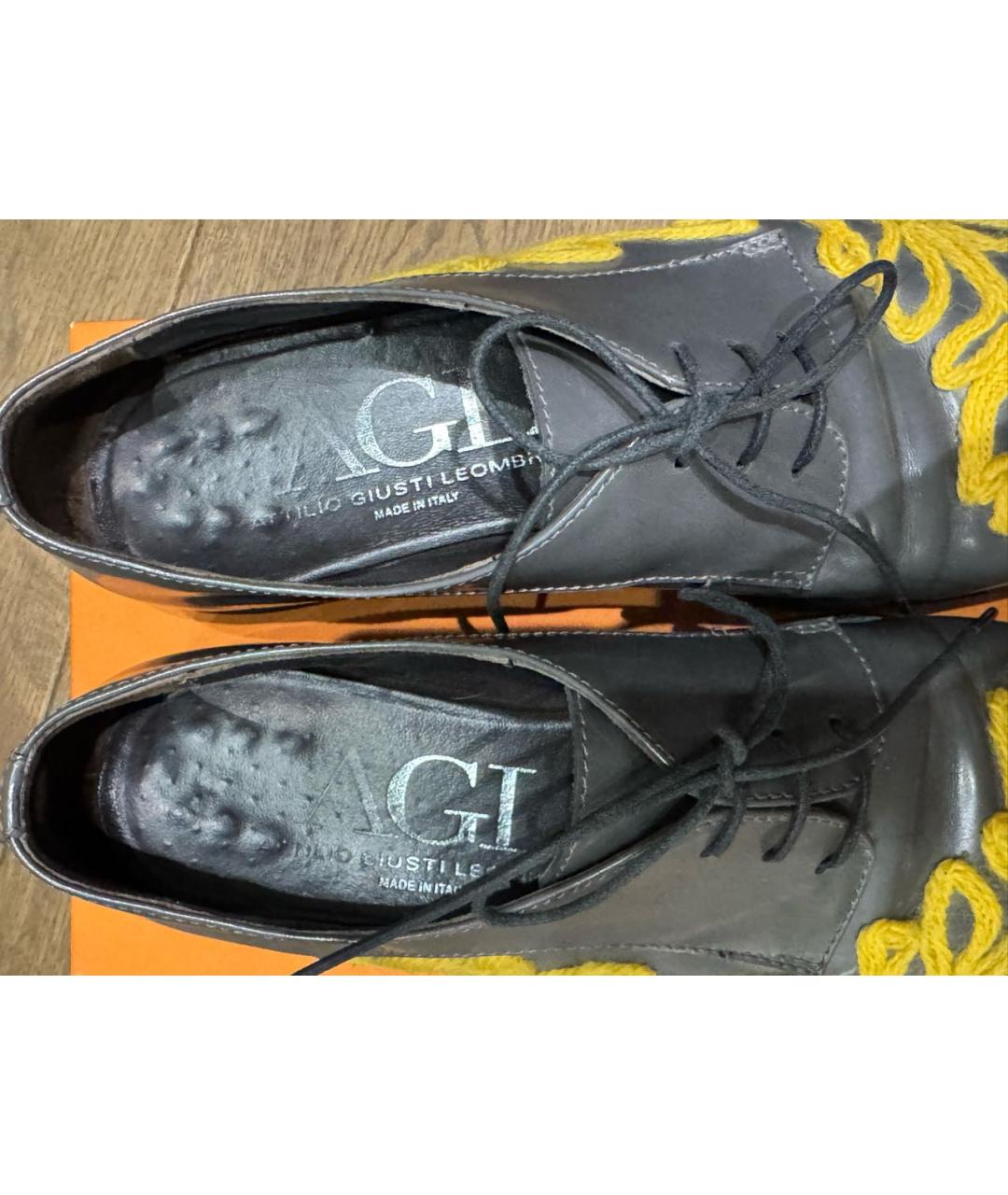 AGL Серые кожаные брогги и оксфорды, фото 5